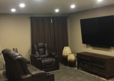 Finished basement with pot lighting