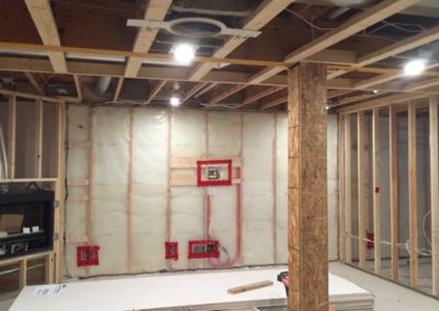 Electrical rough-in during a basement renovation