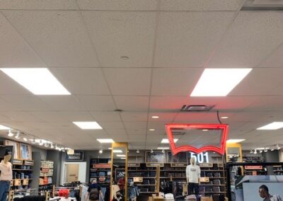 Retail space with upgraded LED ceiling lighting