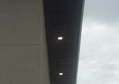Exterior soffit with recessed lighting